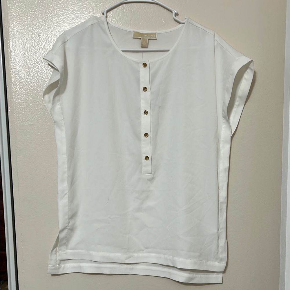 Micheal Kors white top with gold buttons